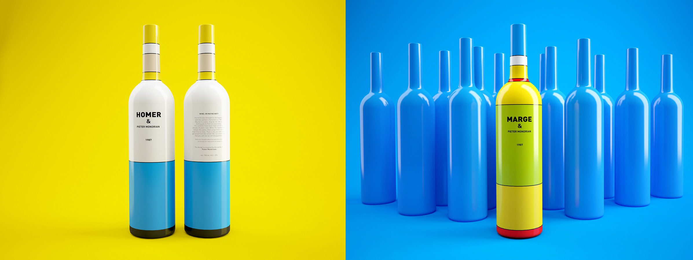 Diseño de packaging inspirado en Los Simposton y Piet Mondrian