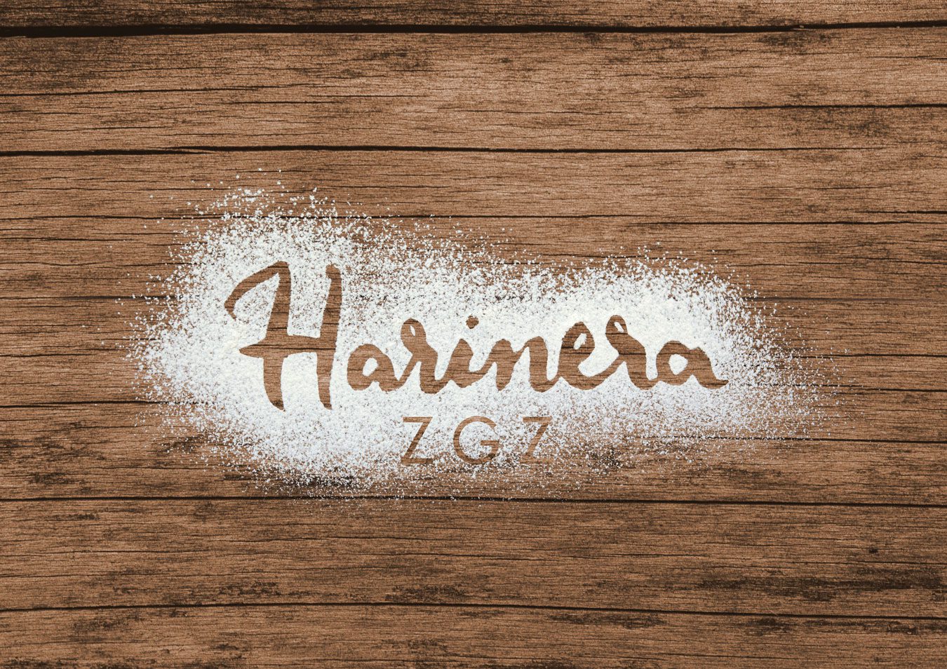 Diseño de logotipo aplicado sobre fondo fotográfico con el que participamos en el concurso para el diseño de imagen corporativa de Harinera ZGZ