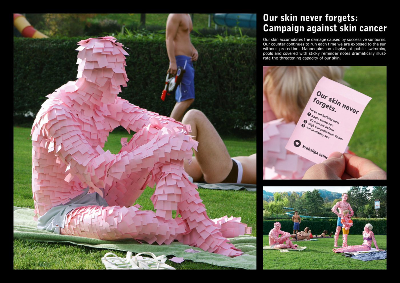 publicidad-marketing-guerrilla-contra-cancer Post it para recordar usar protección solar