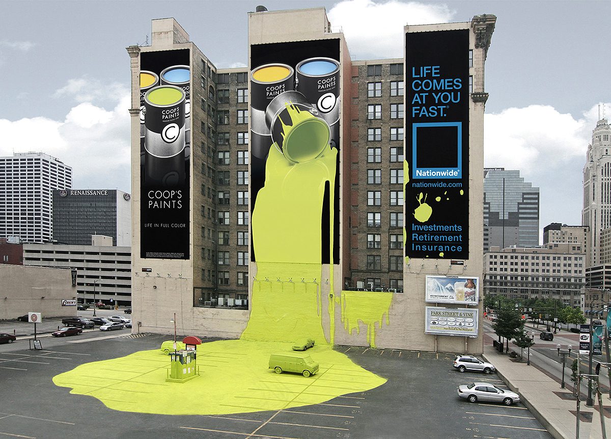 publicidad-marketing-guerrilla-edificio-pintura Marketing de guerrilla de una compañía de seguros en Estados Unidos