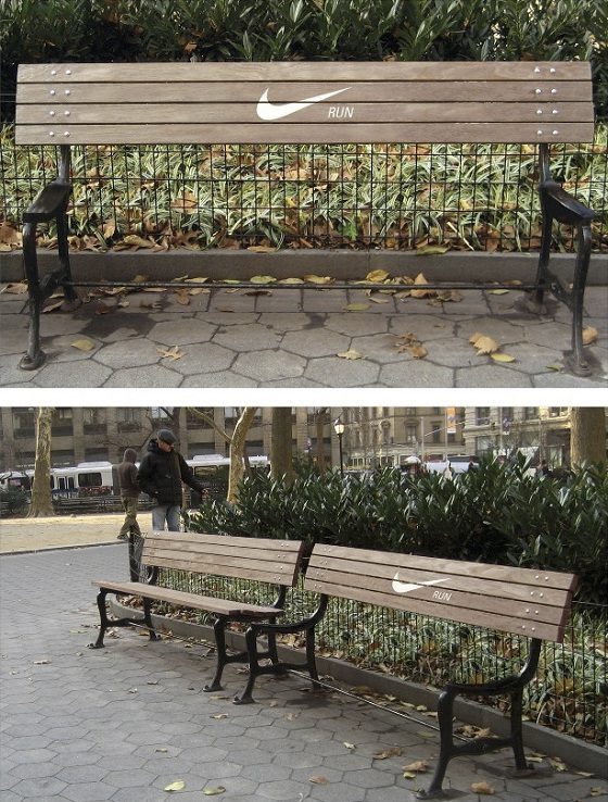 publicidad-marketing-guerrilla-nike-run Marketing de guerrilla aplicado por Nike en los bancos de la calle