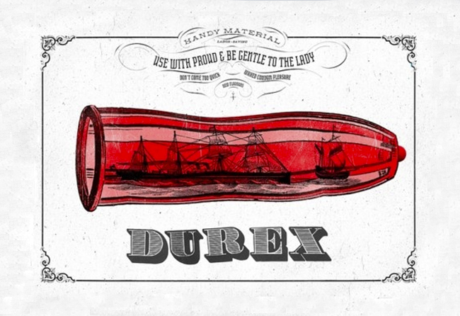 Anuncio de la empresa de preservativos Durex vintage que apuesta por el marketing nostálgico con diseño vintage o retro.