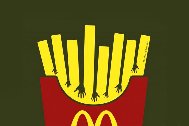 Las grandes empresas se valen del diseño gráfico para aplicarlo a sus logotipos y obtener éxito y relevancia. Imagen de portada: Fries Hands de la agencia Heye & Partner.