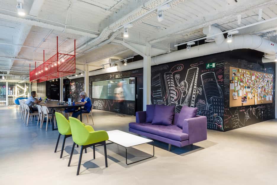 Diseño de espacios de trabajadores en el Google Campus de Madrid.