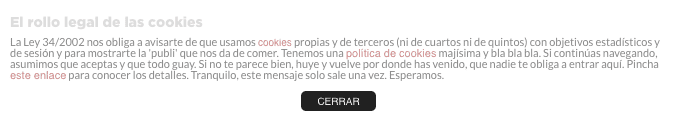 Diseño web de aviso de cookies Yorokobu