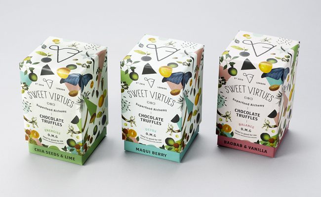 Diseño de packaging para producto Sweet Virtues.