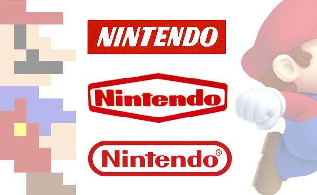 Algunos pasos en la evolución de logotipos de Nintendo.