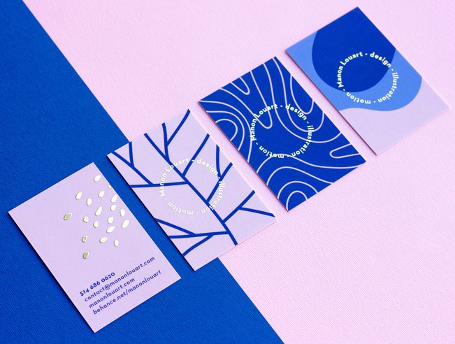 Diseño de tarjetas personal de Manon Louart para su propia empresa. Diseño de tarjetas personal de Manon Louart para su propia empresa.