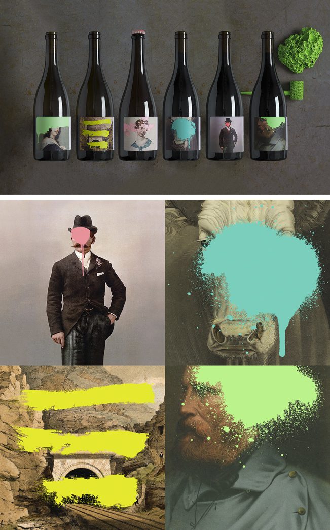 Force and Form son los autores de este diseño de packaging que mezcla imágenes clásicas con pintura en spray.