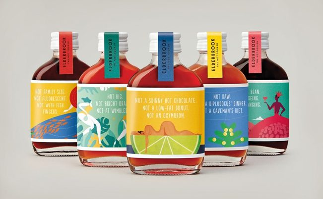 Diseño de etiquetas para botellas de Don't Try Studio.