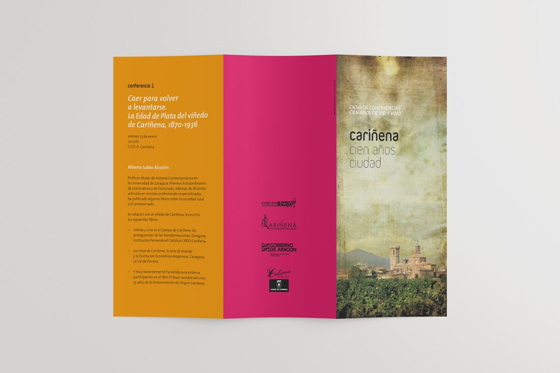 Diseño de folleto para Cariñena Cien años ciudad